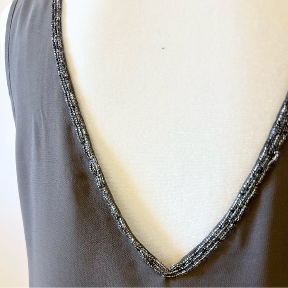 French Connection, Grey Beaded, Embroidered Tank, Elegant - size Medium approx - Picture 6 of 6
